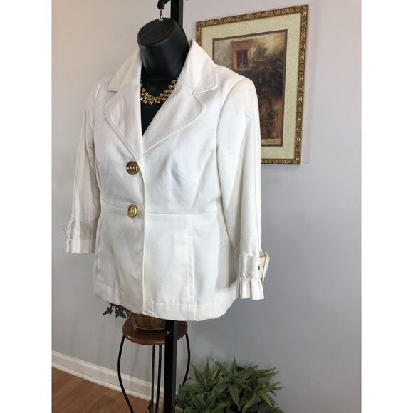 Ann Taylor Loft Women Jacket Open 2P Buttons Front Office Siren Clueless Preppy - Picture 2 of 7